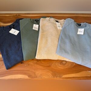 J. Crew Men's Crewneck lightweight Sweaters in Navy, Green, Beige, Light Blue